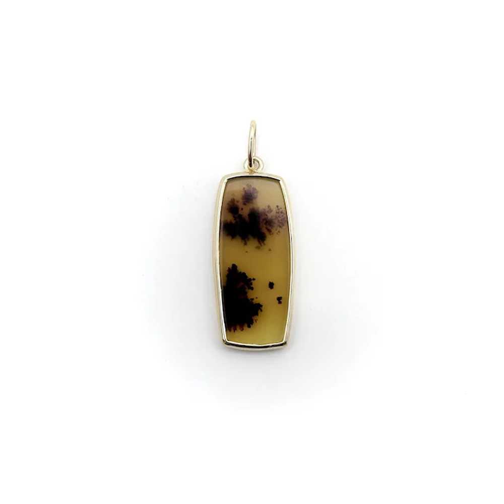 14K Gold Landscape Agate Pendant - image 2