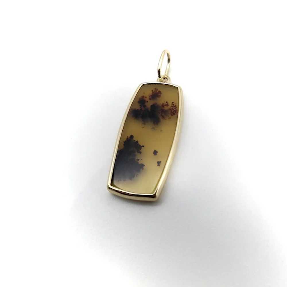 14K Gold Landscape Agate Pendant - image 3