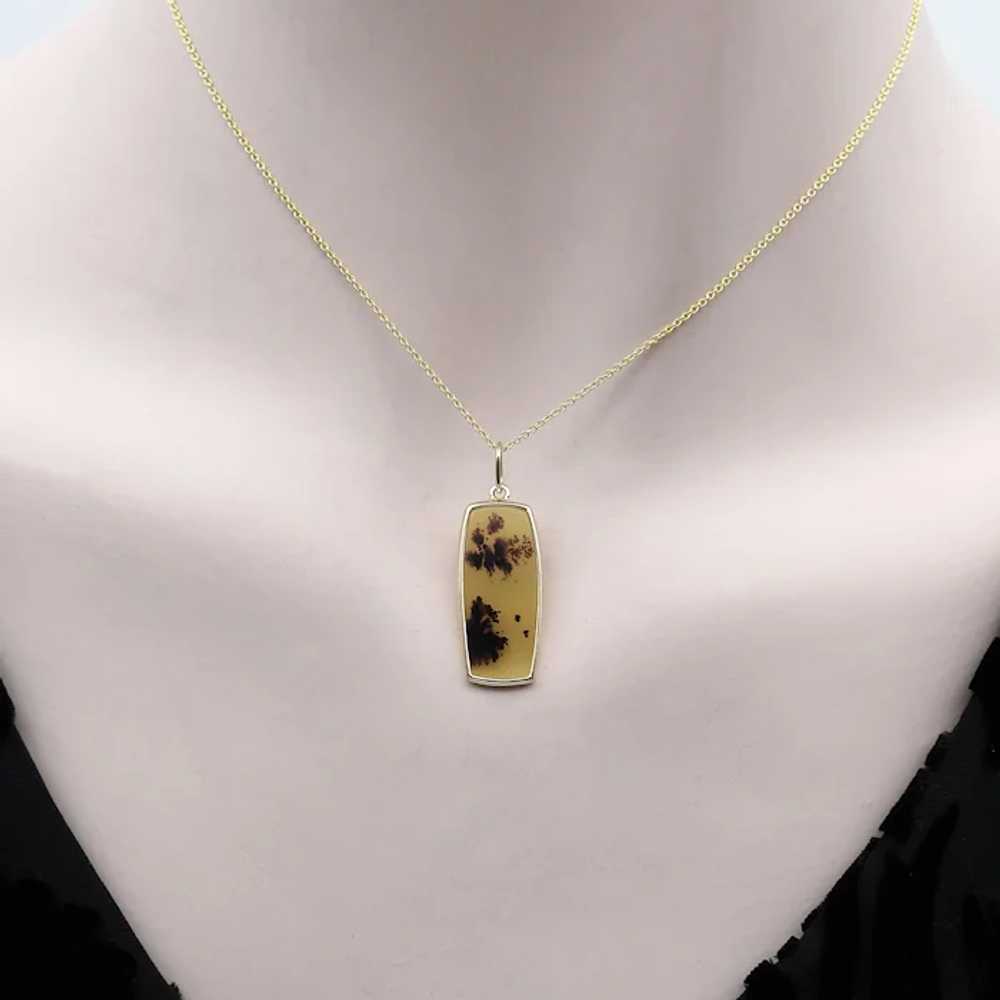 14K Gold Landscape Agate Pendant - image 4