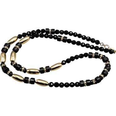 Alexis Kirk Elegant Long Necklace - Black and Gol… - image 1