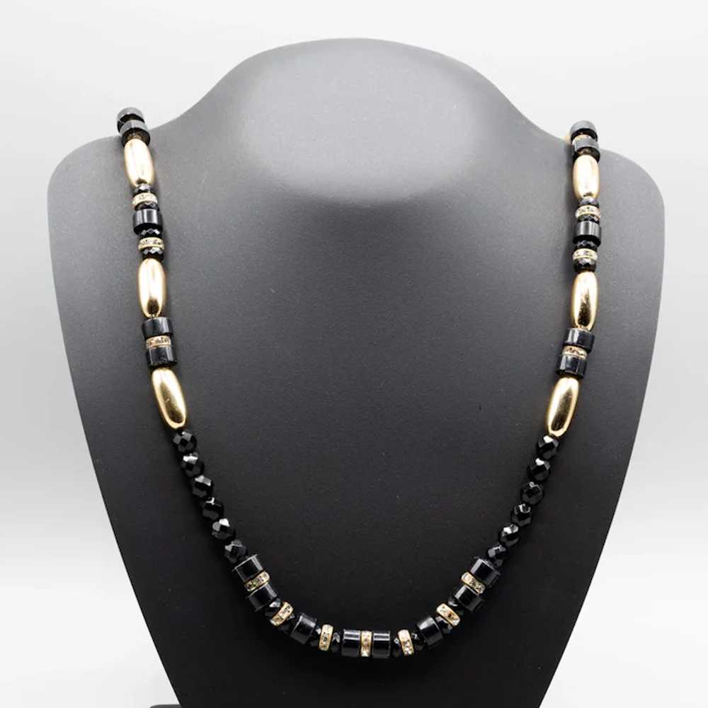 Alexis Kirk Elegant Long Necklace - Black and Gol… - image 3