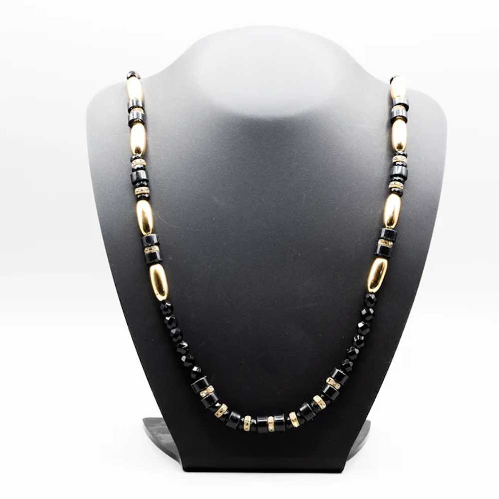 Alexis Kirk Elegant Long Necklace - Black and Gol… - image 5