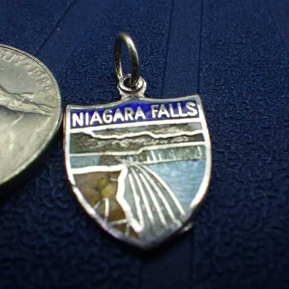 Vintage Enamel Niagara Falls Sterling Charm, Scen… - image 4