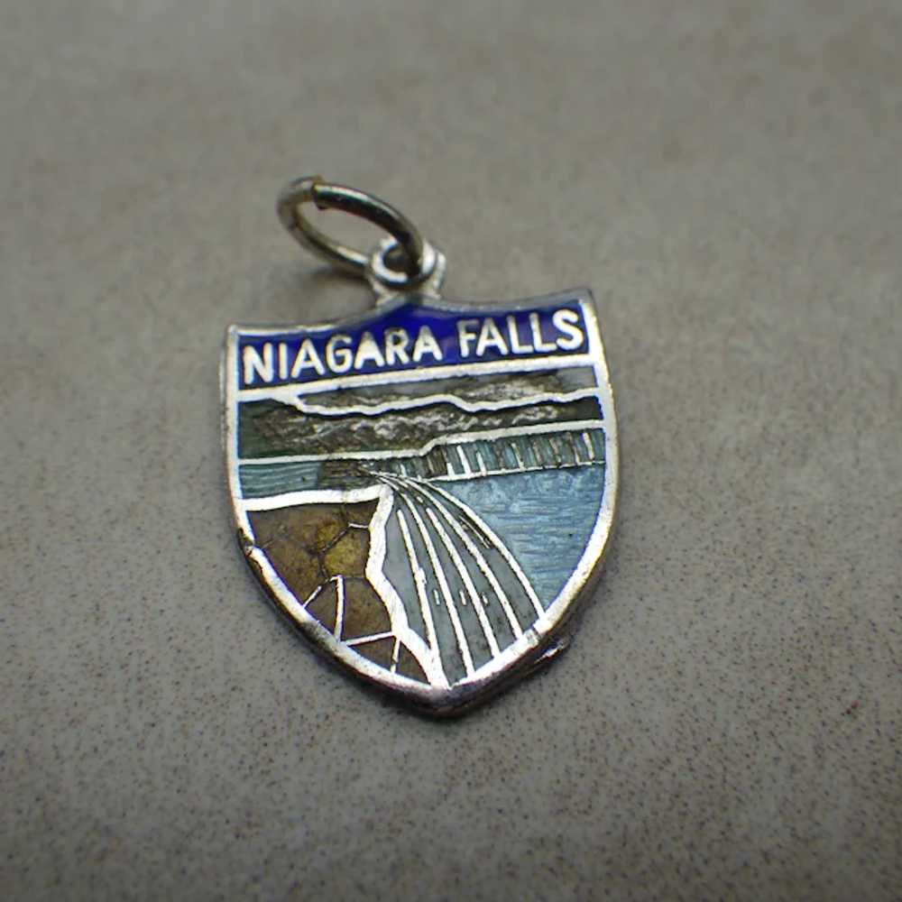 Vintage Enamel Niagara Falls Sterling Charm, Scen… - image 5