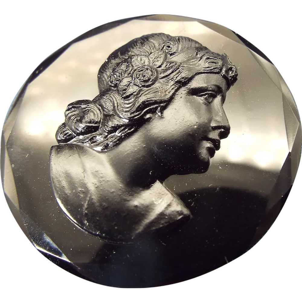 Victorian Revival Molded Glass Cameo Brooch, 1920s - image 1