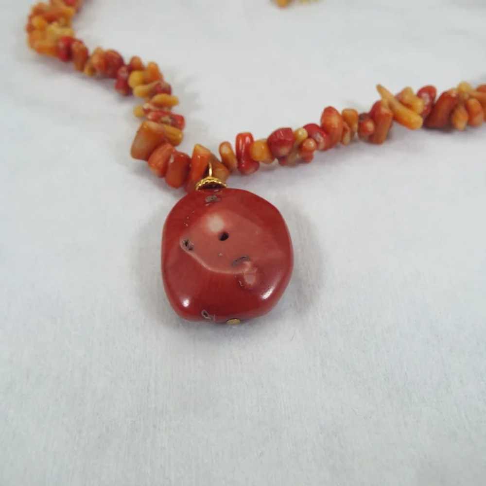 Coral Pendant Necklace, Beaded Branch Coral Body,… - image 3