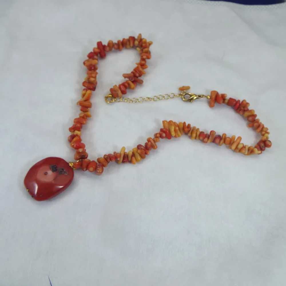 Coral Pendant Necklace, Beaded Branch Coral Body,… - image 5