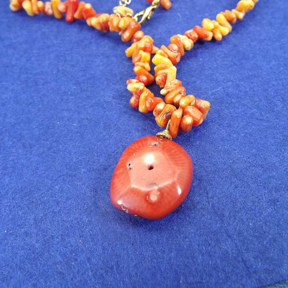 Coral Pendant Necklace, Beaded Branch Coral Body,… - image 9