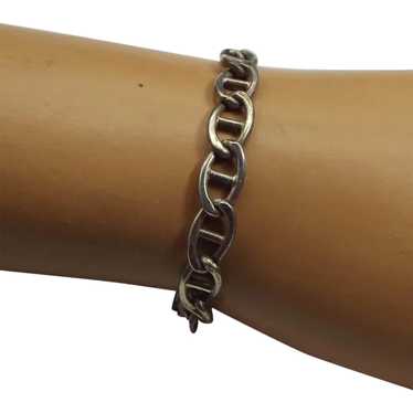 Solid Sterling Heavy Chain Bracelet, Unisex Vintag