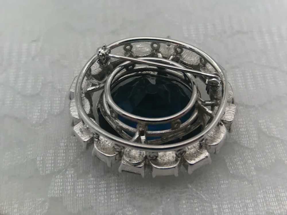 Vintage Sapphire Crystal Brooch, Large Clear Crys… - image 4