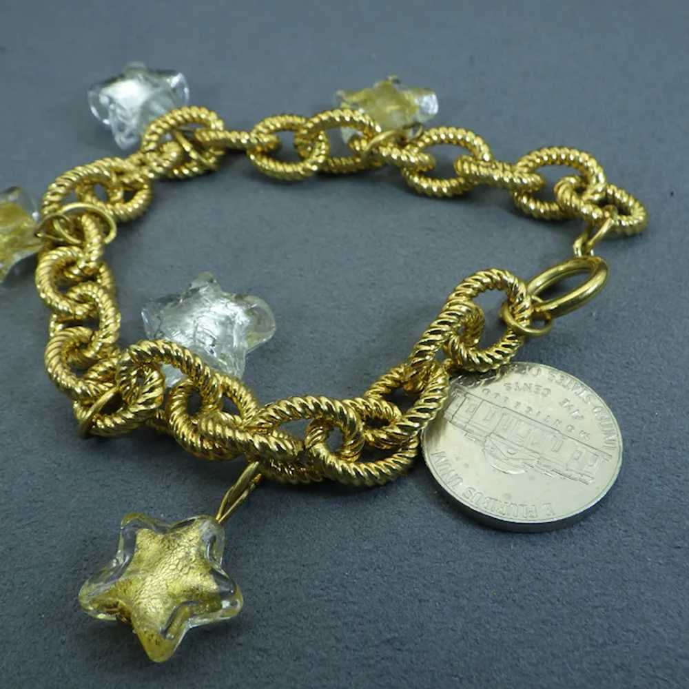 Venetian Glass Charm Bracelet, Vintage Starry Sky… - image 2