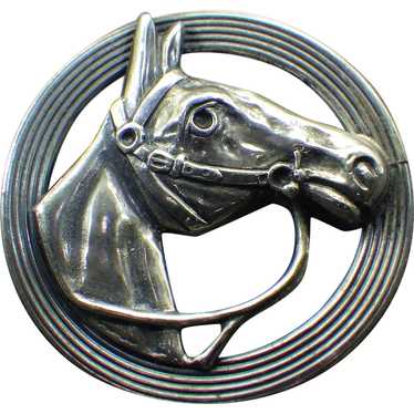Classic Beau Sterling Horse Brooch, 1940s Southwes