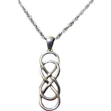 Sterling Silver Double Infinity Pendant Necklace,… - image 1