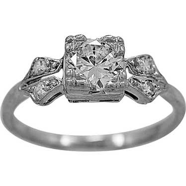 Antique Engagement Ring .65ct. Diamond & Platinum… - image 1
