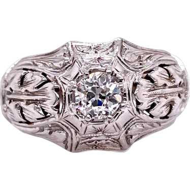 Art Deco .40ct. Diamond & 18K White Gold Antique … - image 1