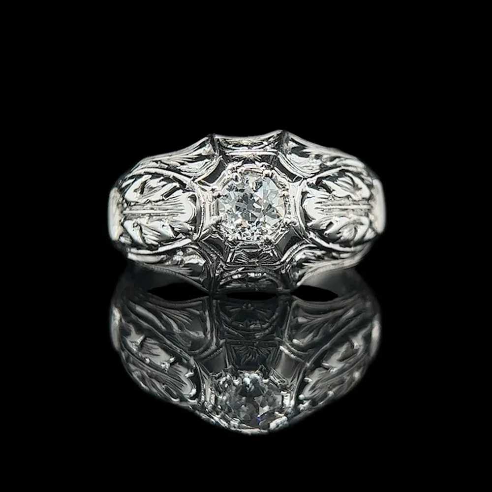 Art Deco .40ct. Diamond & 18K White Gold Antique … - image 2