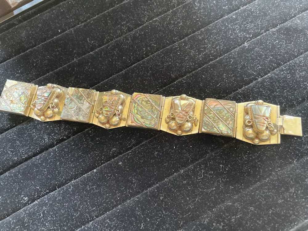 Mid-Century Mexican Sterling and Abalone Bracelet - image 5