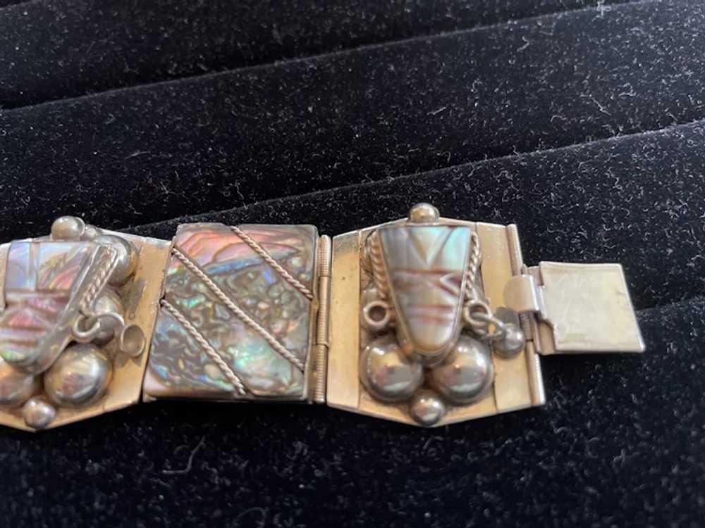 Mid-Century Mexican Sterling and Abalone Bracelet - image 6