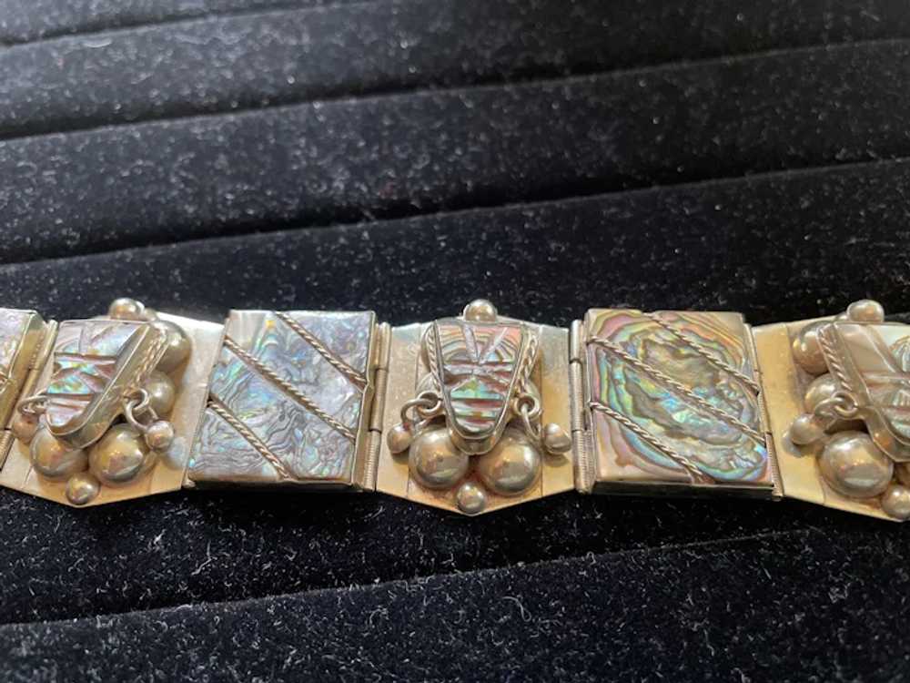 Mid-Century Mexican Sterling and Abalone Bracelet - image 7