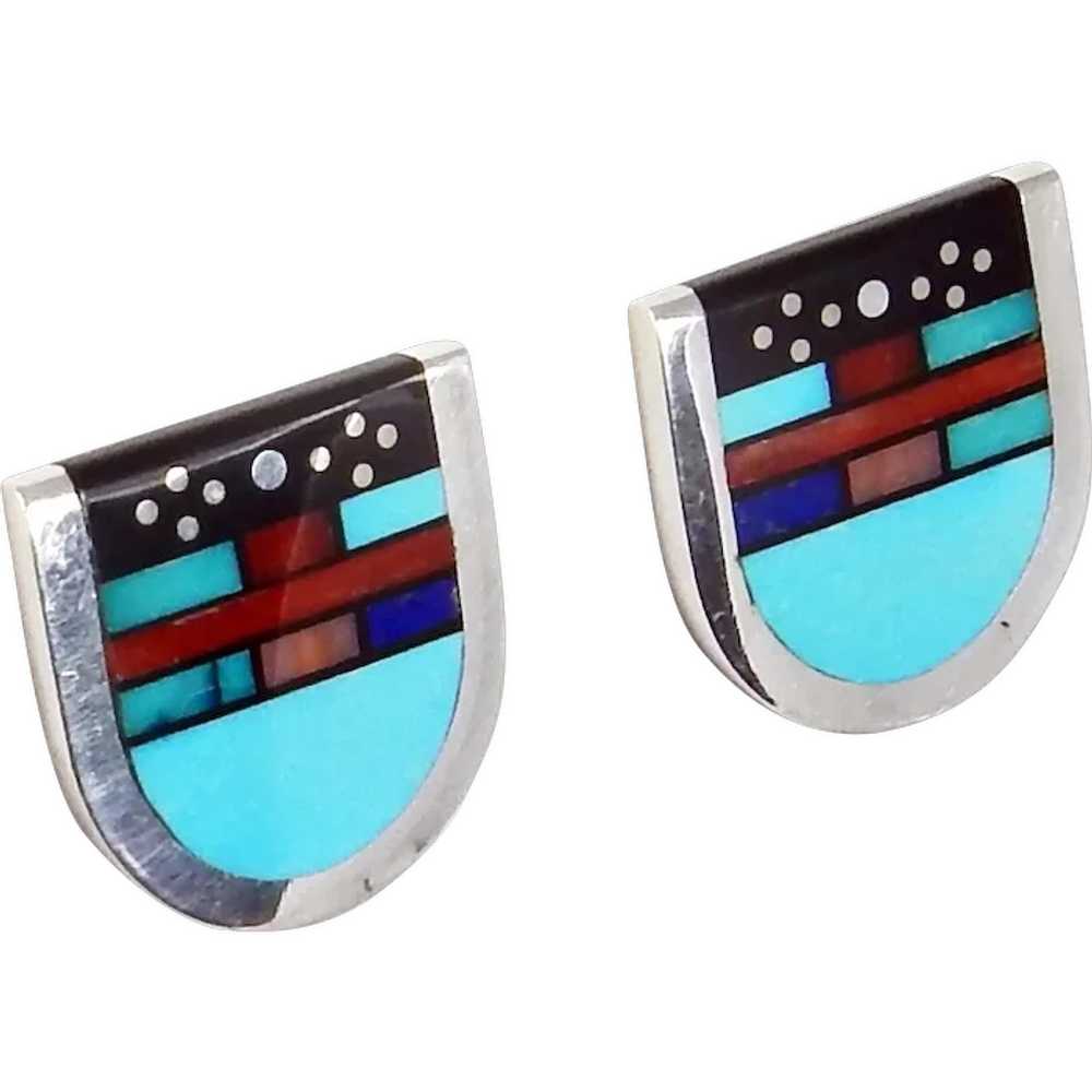 Navajo - Sterling Silver and Multi Stone Mosaic I… - image 1