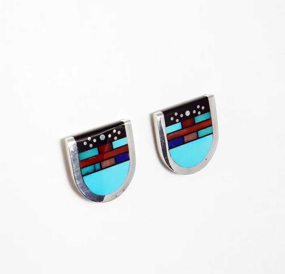 Navajo - Sterling Silver and Multi Stone Mosaic I… - image 3