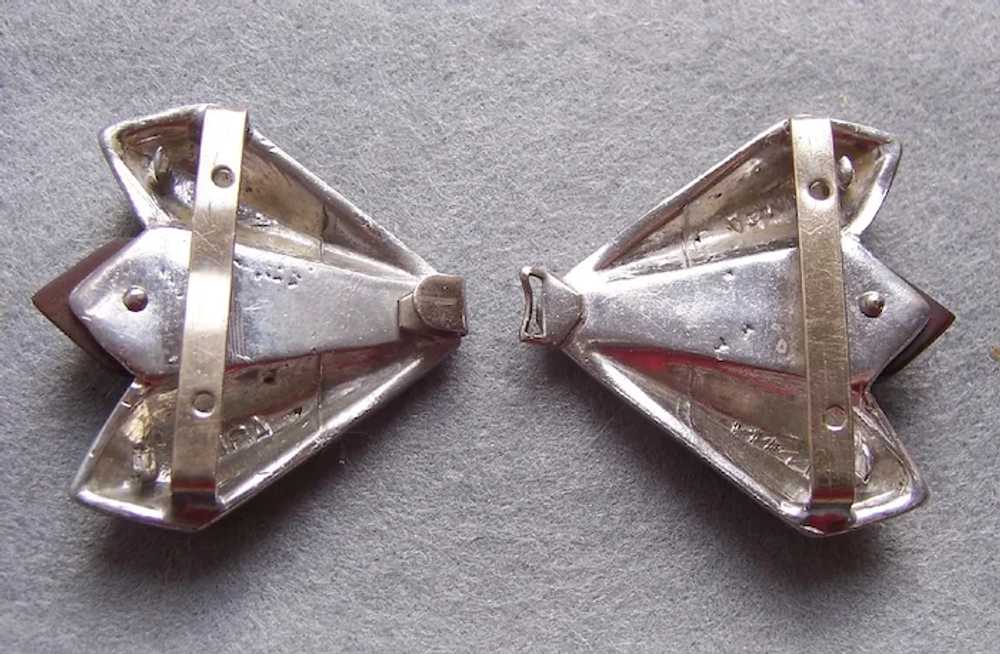 Art Deco two part belt buckle bow shaped rhinesto… - image 5