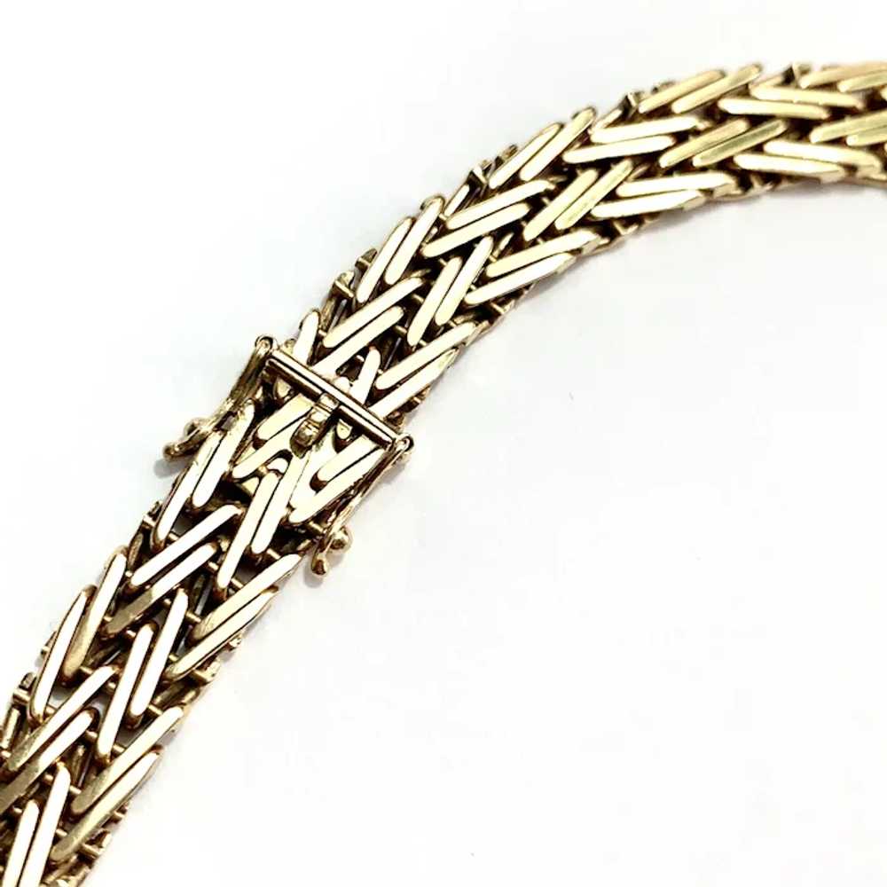 Vintage 9CT Gold Woven Herringbone Collar Necklace - image 4