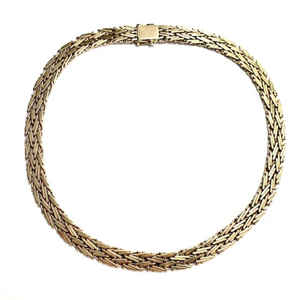 Vintage 9CT Gold Woven Herringbone Collar Necklace - image 5