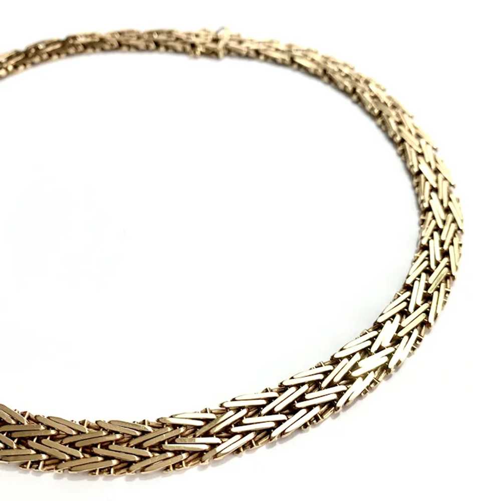 Vintage 9CT Gold Woven Herringbone Collar Necklace - image 7
