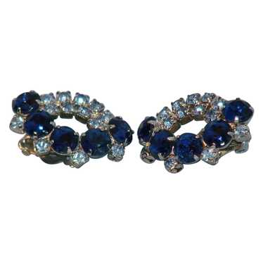 Sparkling blue rhinestone clip earrings