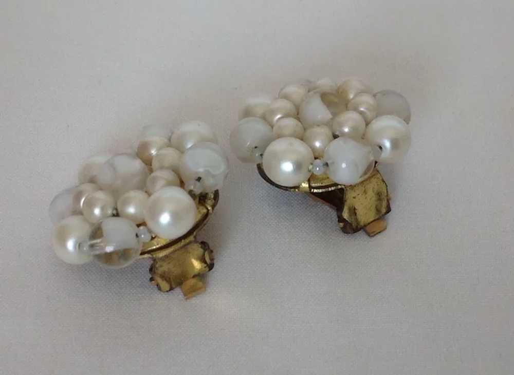 Vintage Simulated Pearl and Variegated Glass Bead… - image 3