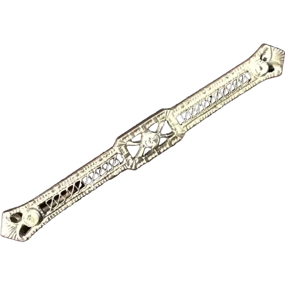 Art Deco Sterling Silver Bar Pin - image 1