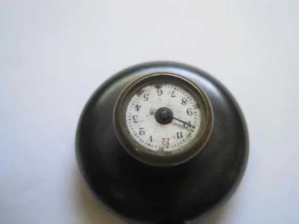 Lot #918 1800's Silver Black Miniature Watch - Po… - image 3