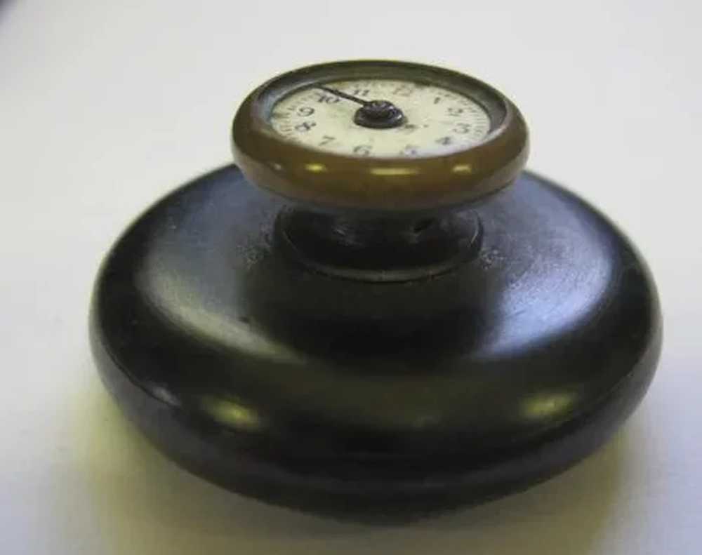 Lot #918 1800's Silver Black Miniature Watch - Po… - image 5