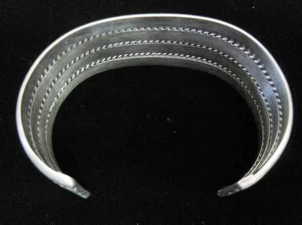 Vintage Sterling Silver Rope Striped Design Cuff … - image 5