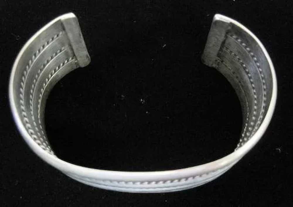 Vintage Sterling Silver Rope Striped Design Cuff … - image 6