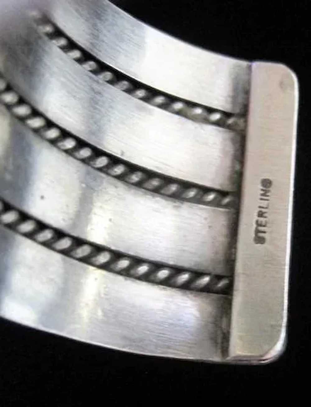 Vintage Sterling Silver Rope Striped Design Cuff … - image 7