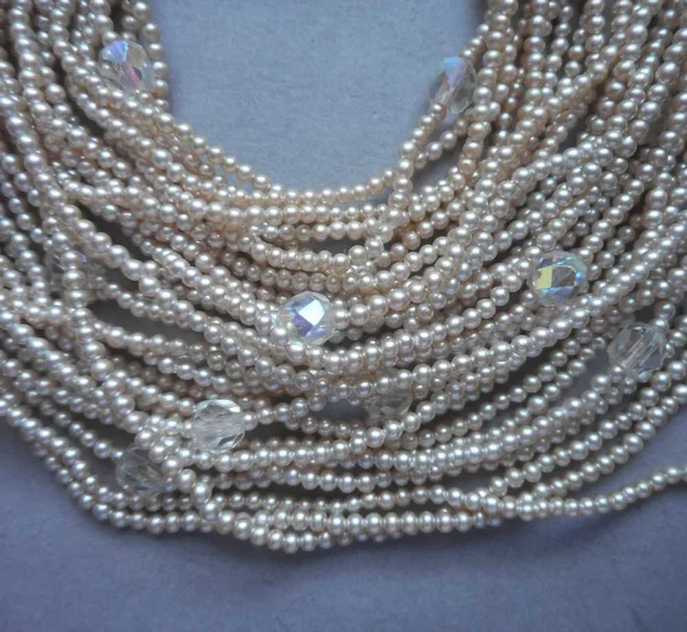 Vintage Act II Faux Pearl And Clear Faceted Crystal Necklace 30