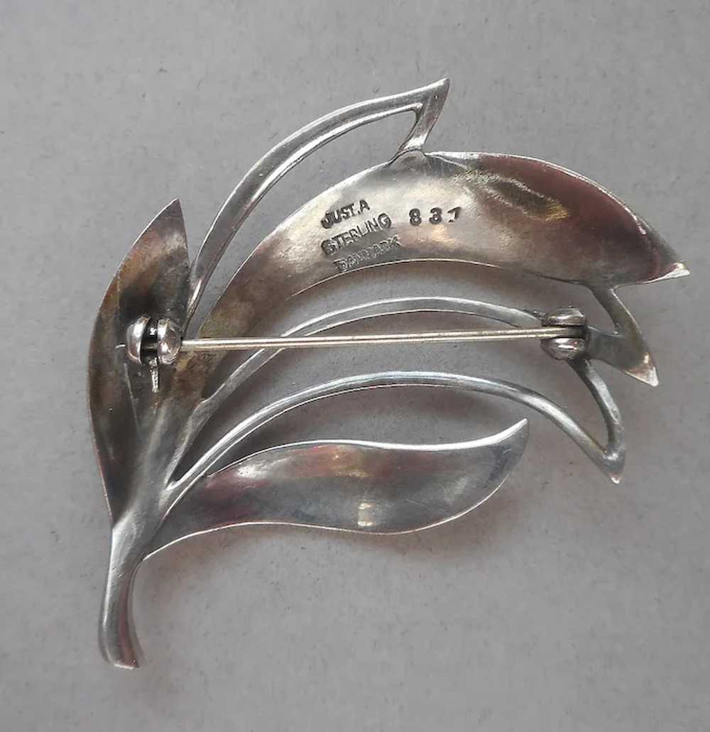 Just Andersen Denmark Sterling Silver Pin Leaves … - image 2