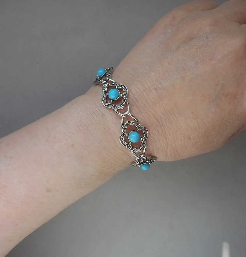 1973 Sarah Coventry Blue Lady Bracelet Vintage Si… - image 2