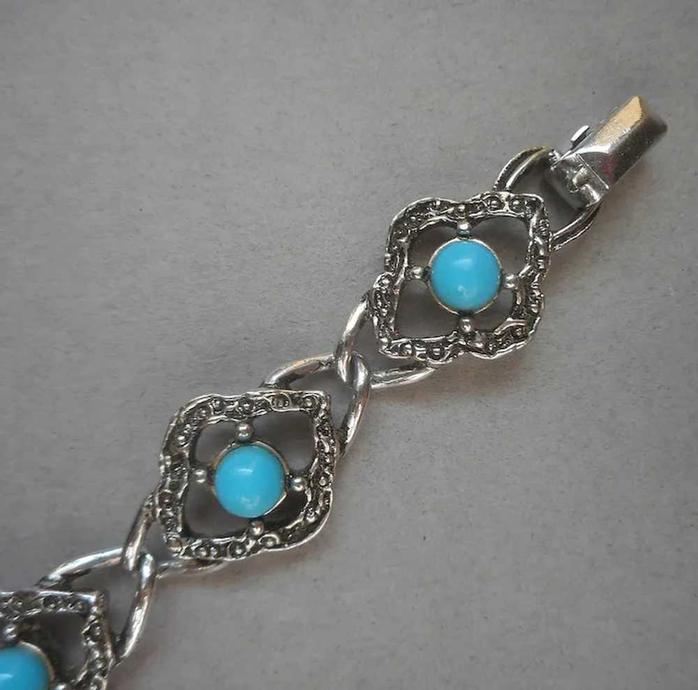 1973 Sarah Coventry Blue Lady Bracelet Vintage Si… - image 4