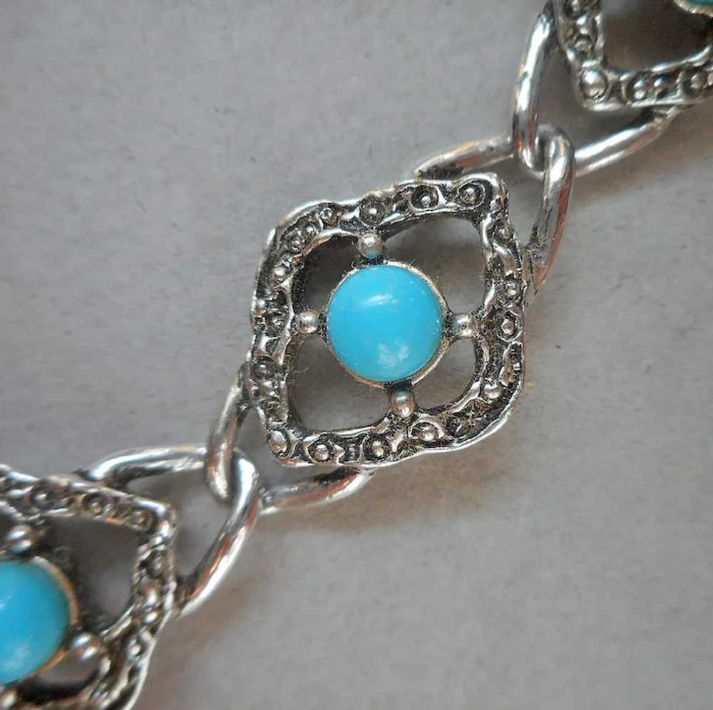 1973 Sarah Coventry Blue Lady Bracelet Vintage Si… - image 7