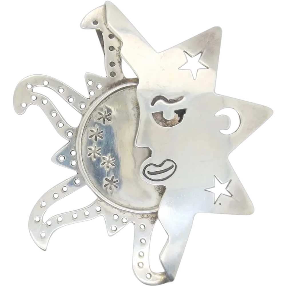 Sun/Moon Sterling Pin Pendant - image 1