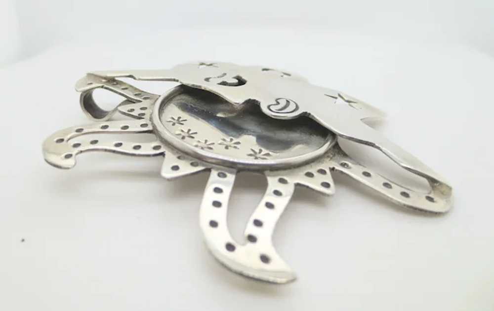 Sun/Moon Sterling Pin Pendant - image 6