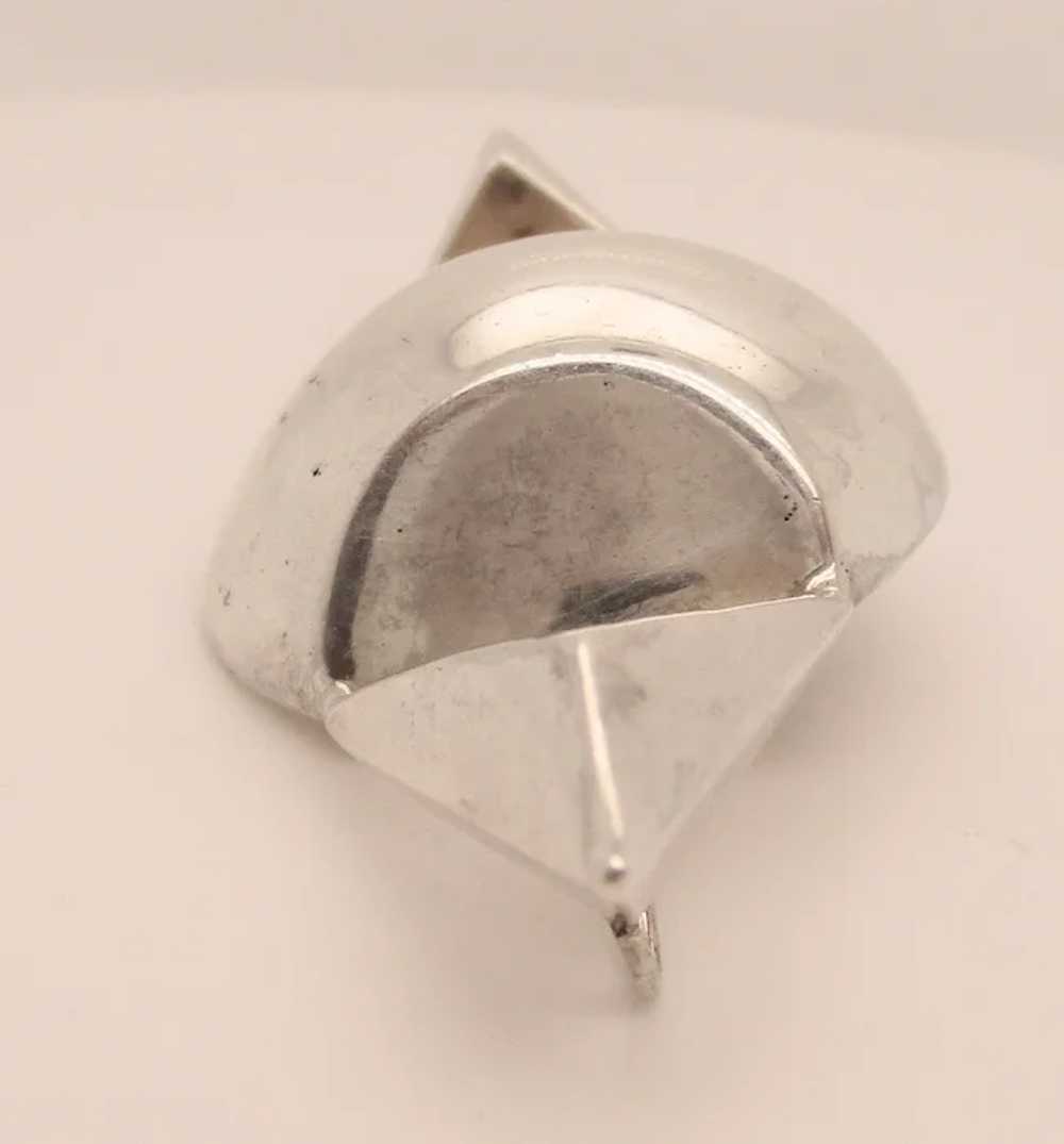 Modernist Sculptural Sterling Silver Signed Pin - image 3