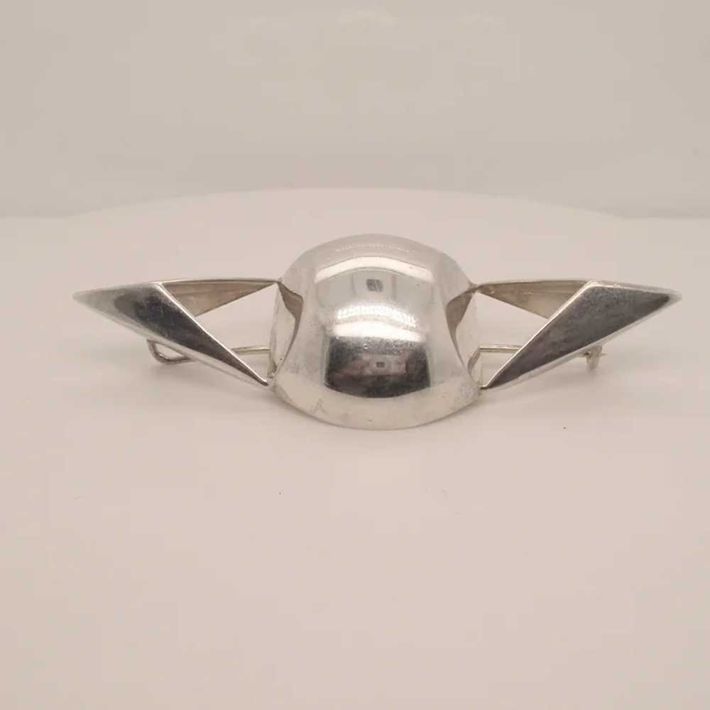 Modernist Sculptural Sterling Silver Signed Pin - image 4