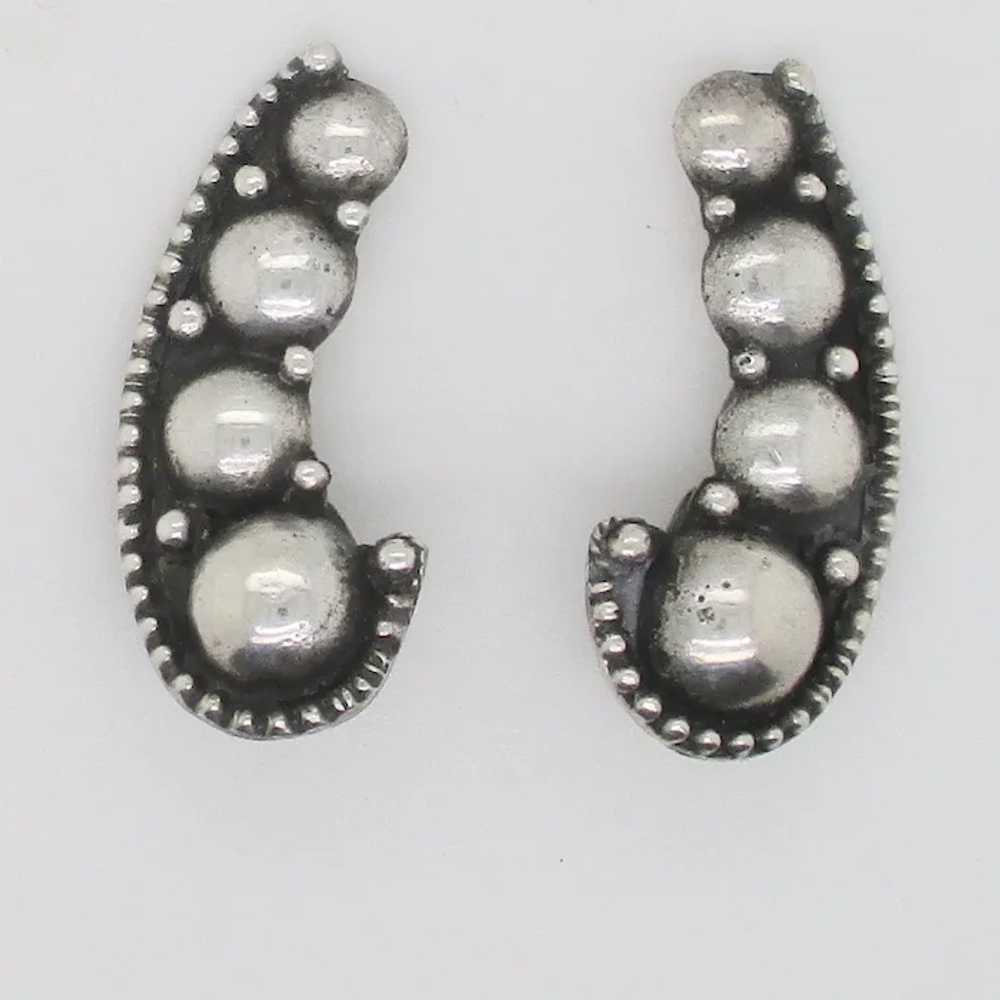 1960s Sterling Silver Clip on Earrings - image 2