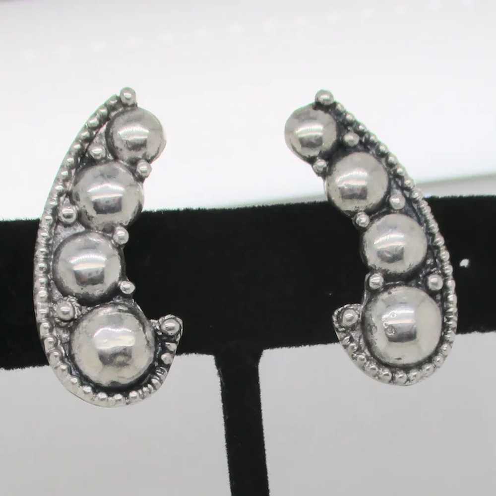 1960s Sterling Silver Clip on Earrings - image 7