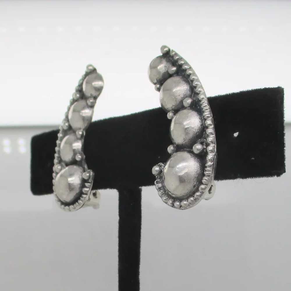 1960s Sterling Silver Clip on Earrings - image 8