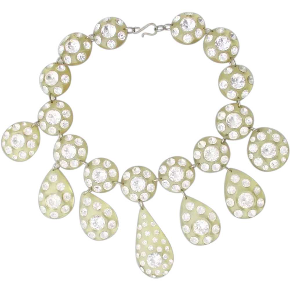 1980s Resin and Rhinestone Necklace - image 1